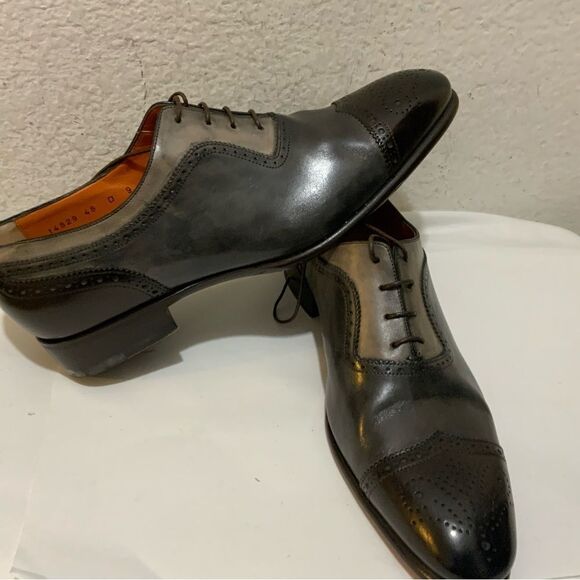 Santoni wingtip  Shoes Goodyear welted features orange leather sole  size 9 main image 15